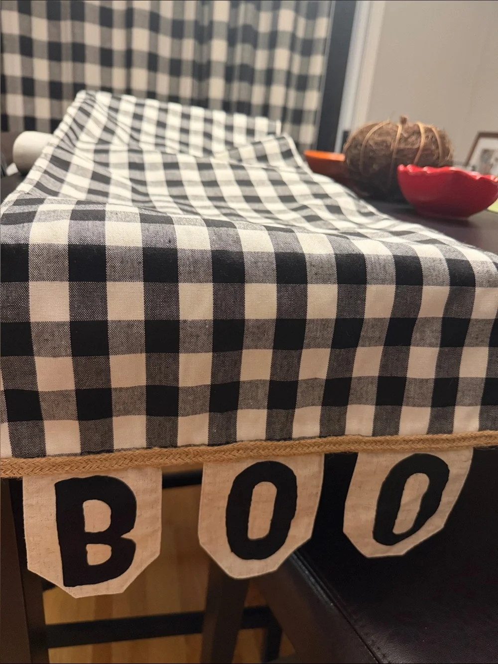 Black and White Boo Table Runner